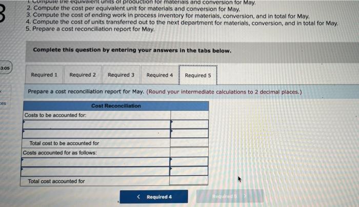 Pounds started into production during May Pounds completed and transferred out Pounds