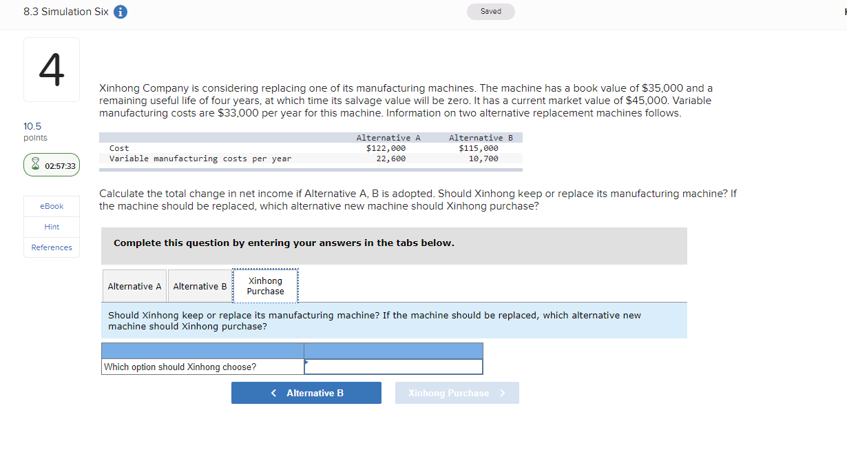 machines. The machine has a book value of $35,000 and a remaining