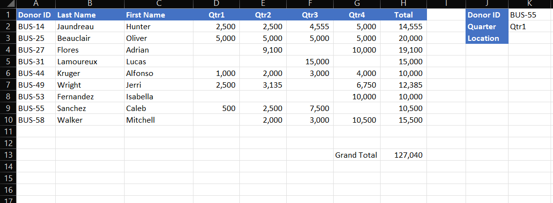 the LEFT function to extract the first three characters from the college