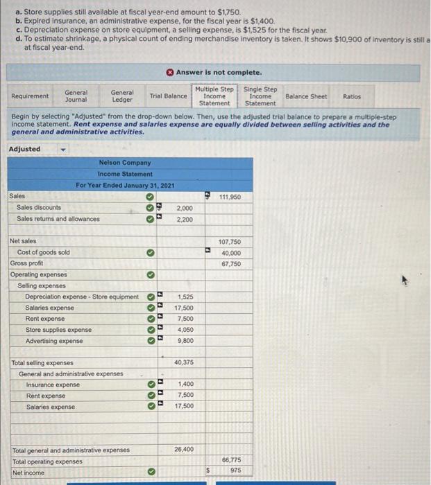 unadjusted trial balance for Nelson Company is found on the trial balance