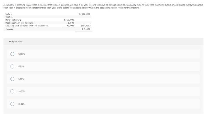 helpp A compary is plaming to purchase a machine that will cost