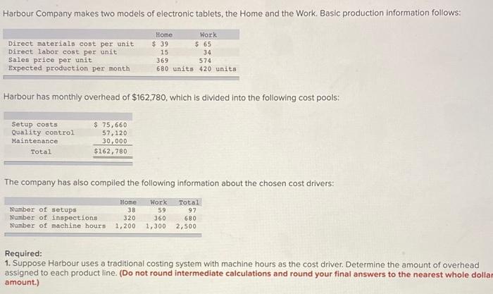 i need help ive been stuck Harbour Company makes two models of