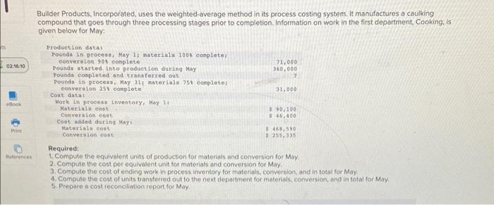 Builder Products, Incorporated, uses the weighted average method Builder Products, Incorporated, uses