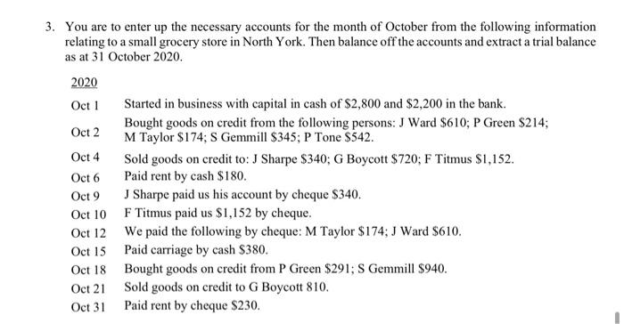 Make double entries for this question ! 3. You are to enter