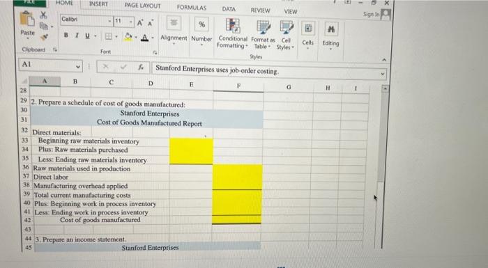 and cost of goods sold. 3. Prepare an income statement for a