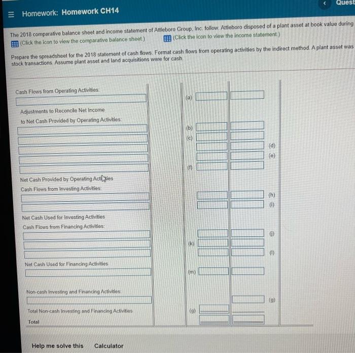 income statement of Attleboro Group, Inc follow. Altlaboro disposed of a plant