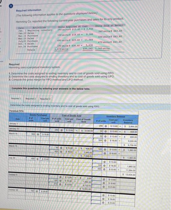  please help with all 3 parts ce Required information [The following