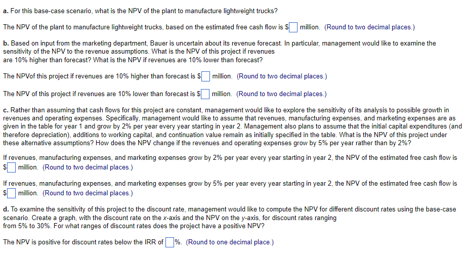 plant that will manufacture lightweight trucks. Bauer plans to use a cost