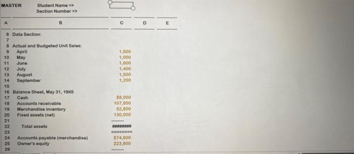 i need help with numbers snd formulas please! MASTER Student Name =>