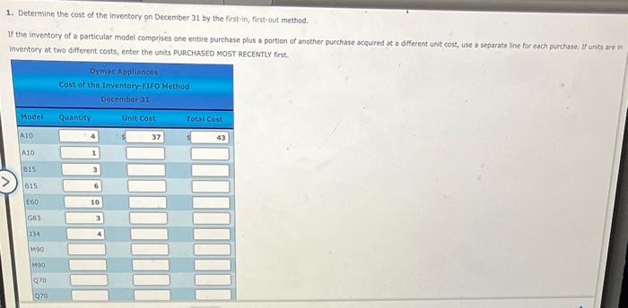 inventory system. Details regarding the inventory of appliances at January 1, purchases