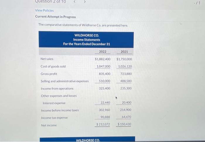 please help View Policies Current Attempt in Progress The comparative statements of