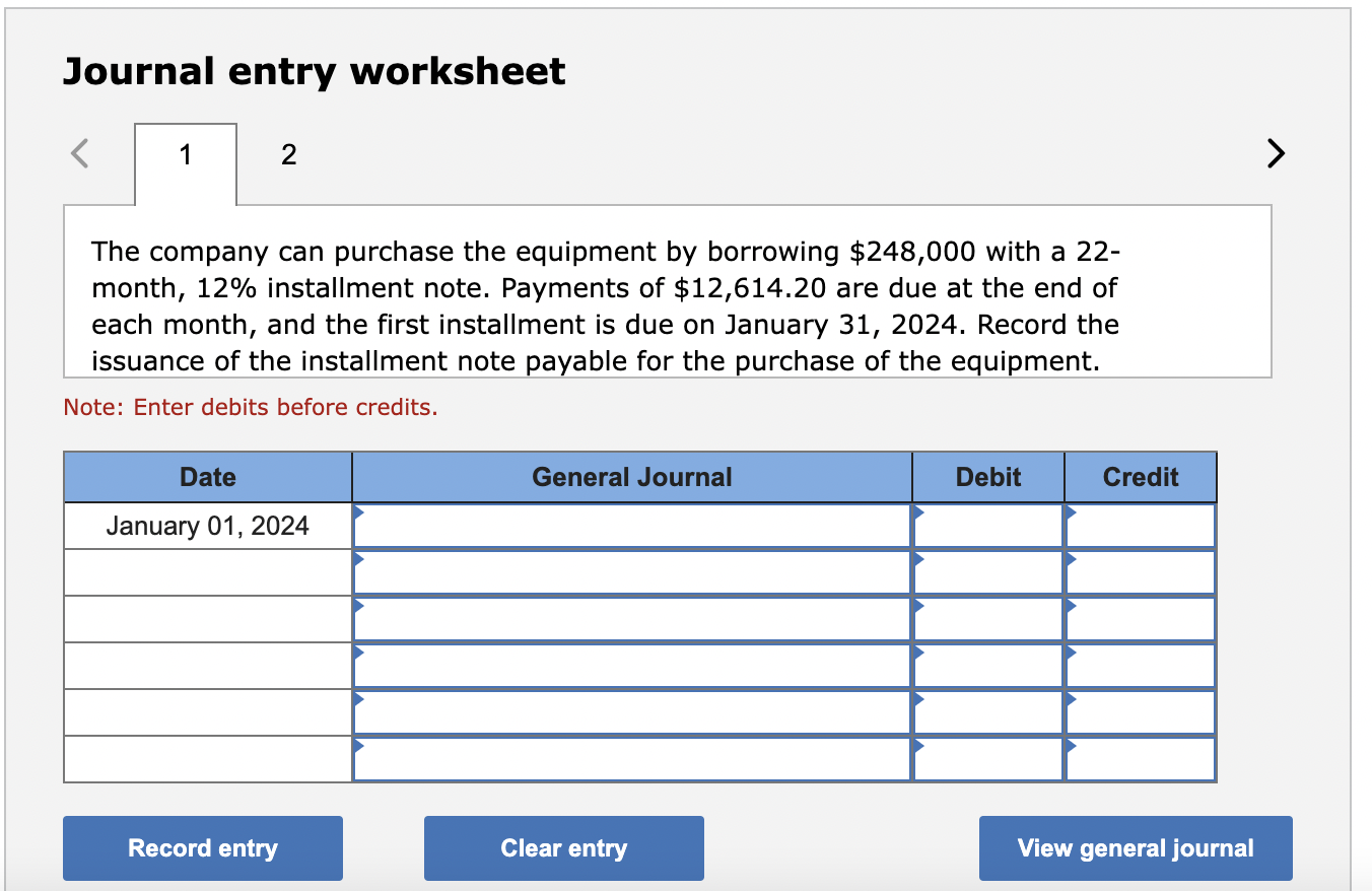 Exercise 9-9 (Algo) Compare installment notes and leases (LO9-2, 9-3) January 1,