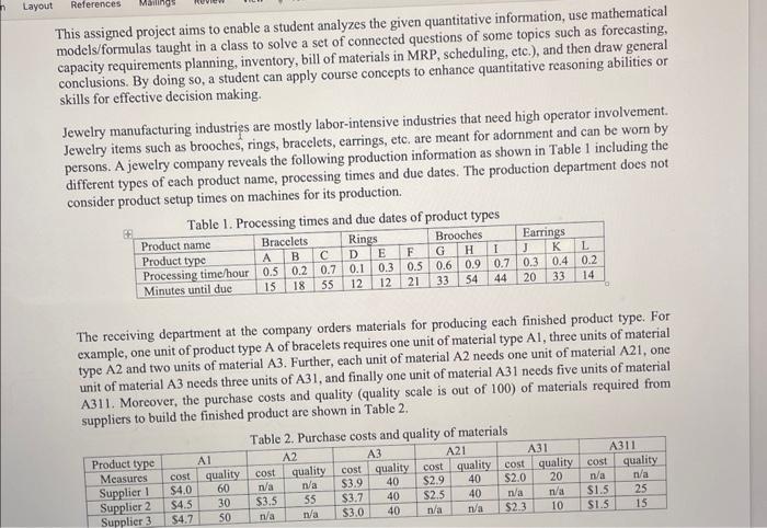 please answer 9-11 This assigned project aims to enable a student analyzes