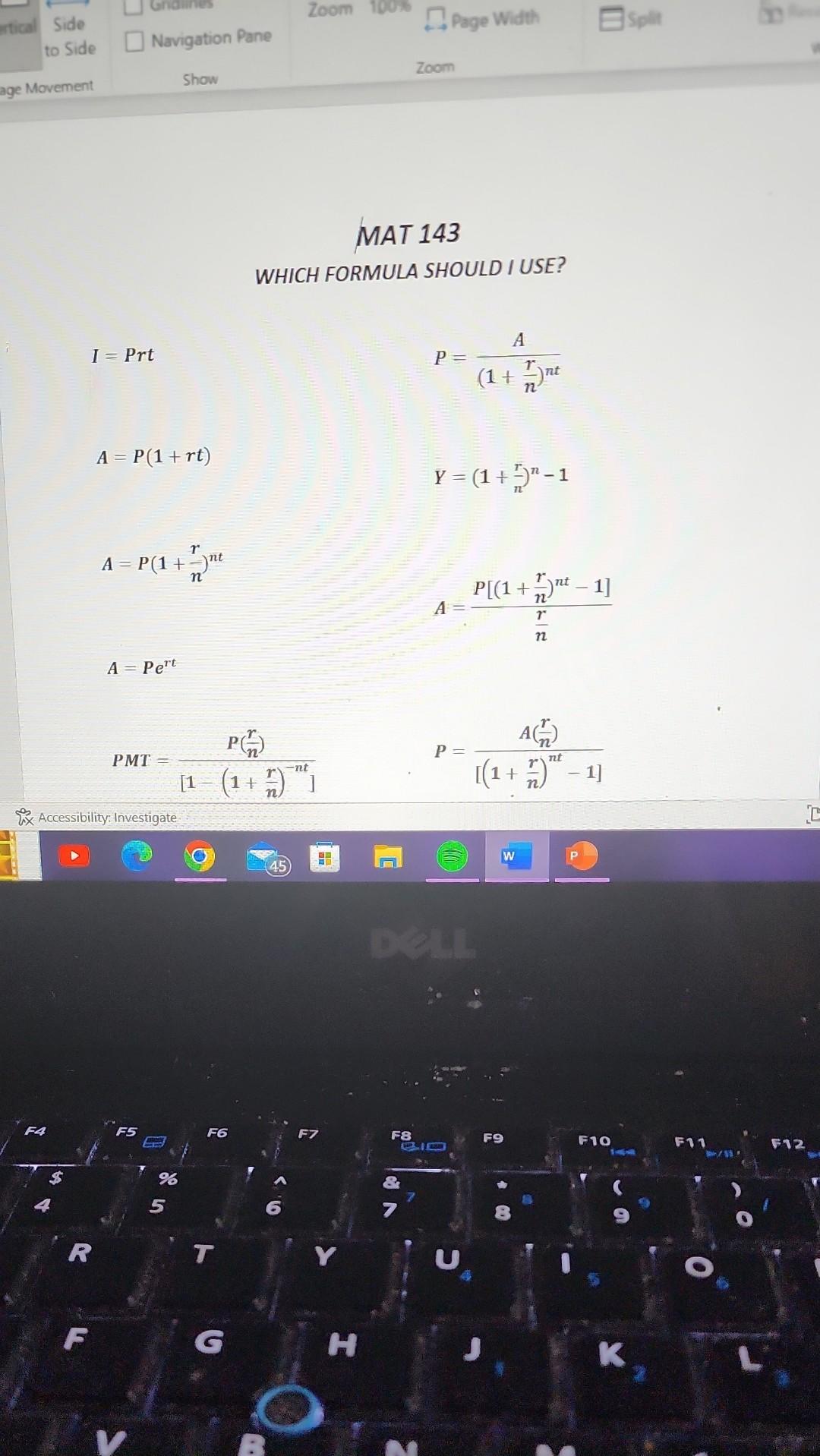 can you help me with MAT 143 WHICH FORMULA SHOULD I USE?