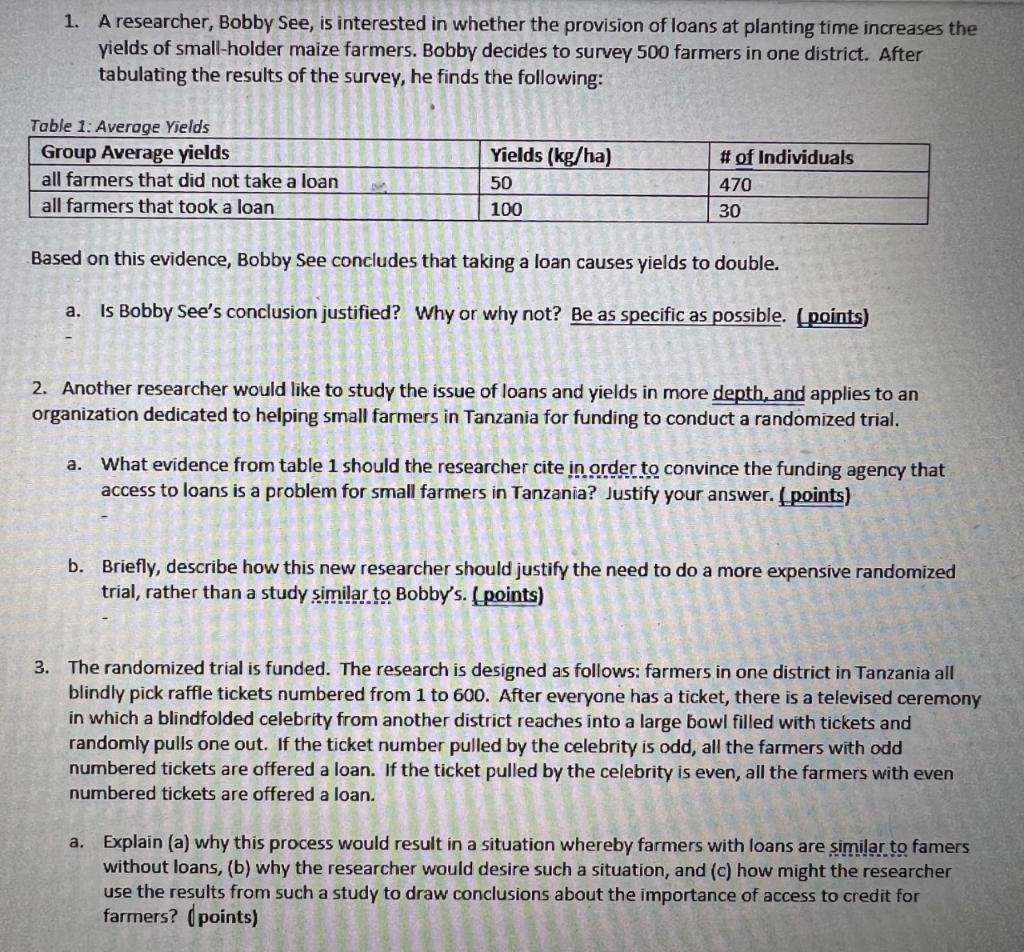  Stuck on these...possible for some help? Thank you! 1. A researcher,