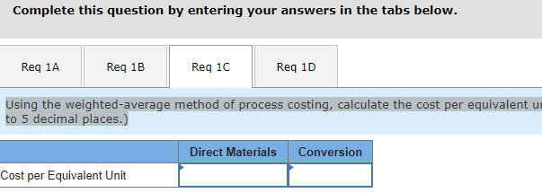 Req 1C Required information PA3-3 and PA3-4 (Algo) Preparing a Process Costing