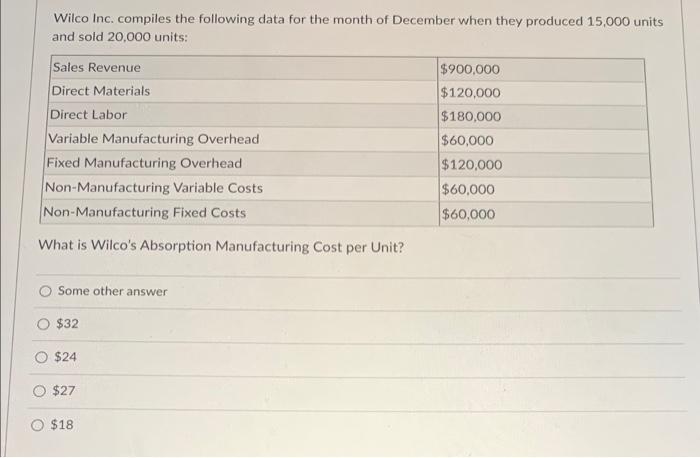 Please answer ASAP and i will leave thumbs up! Wilco Inc. compiles