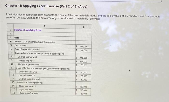 please help with the last part Chapter 11: Applying Excel: Exercise (Part