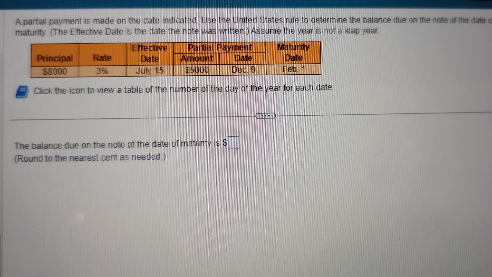 Use the United States rule to determine the balance due on the