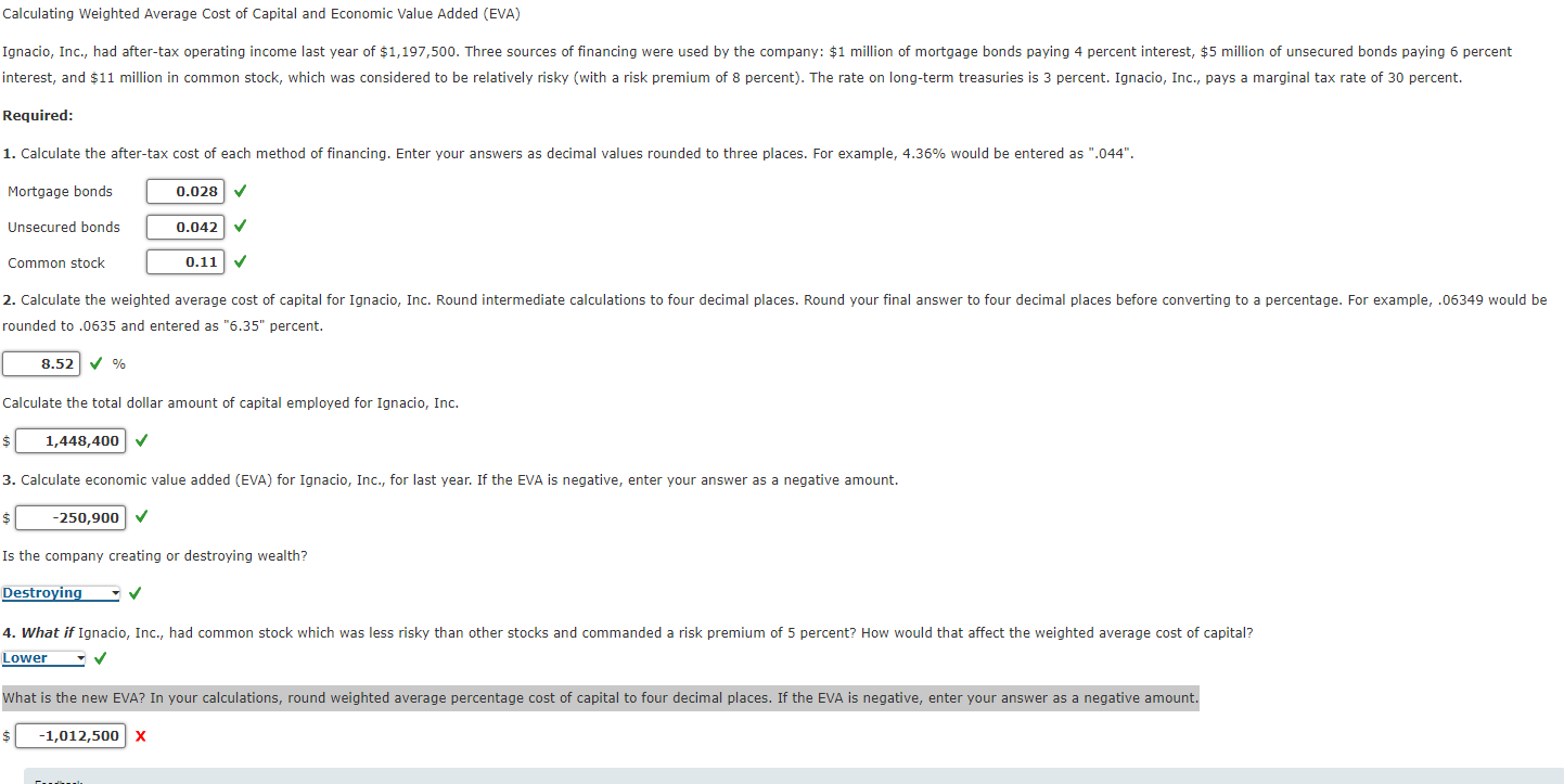 Cornerstone Excercise 10.03 COMPLETE #4 ONLY Calculating Weighted Average Cost of Capital