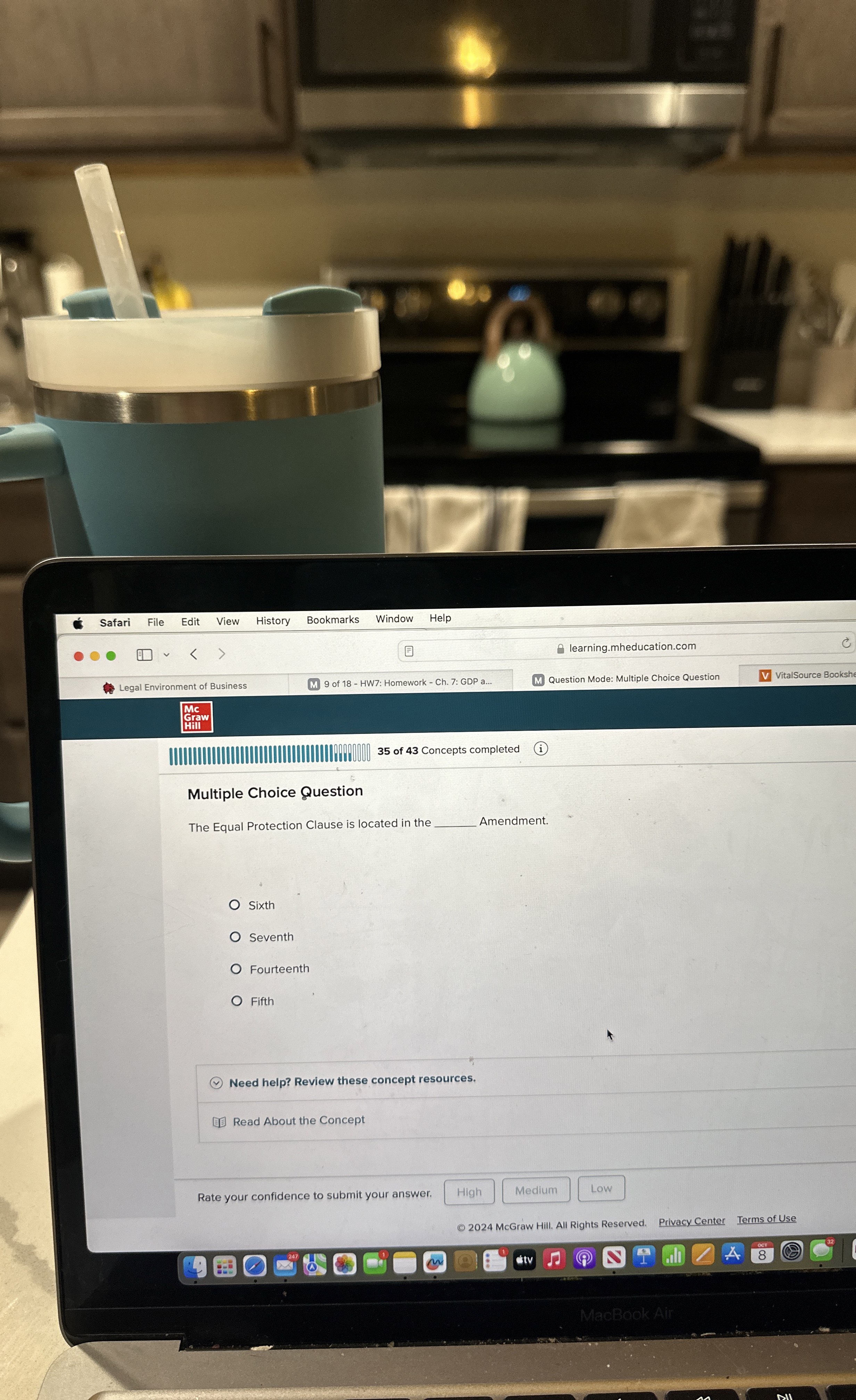 Multiple Choice Question The Equal Protection Clause is located in the