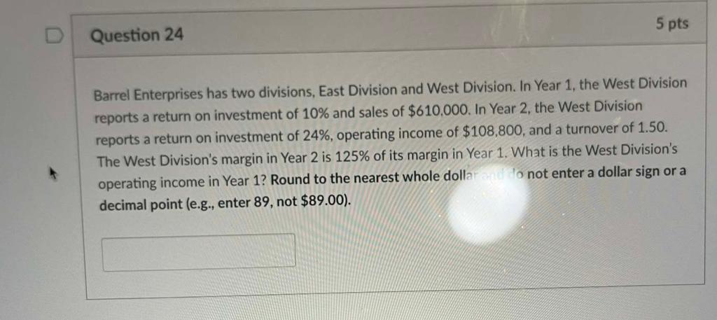 Division A and Division B. In 20Y8, Division B reports operating income
