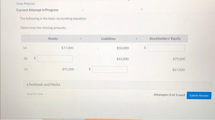Need help solving problem. View Policies Current Attempt in Progress The following