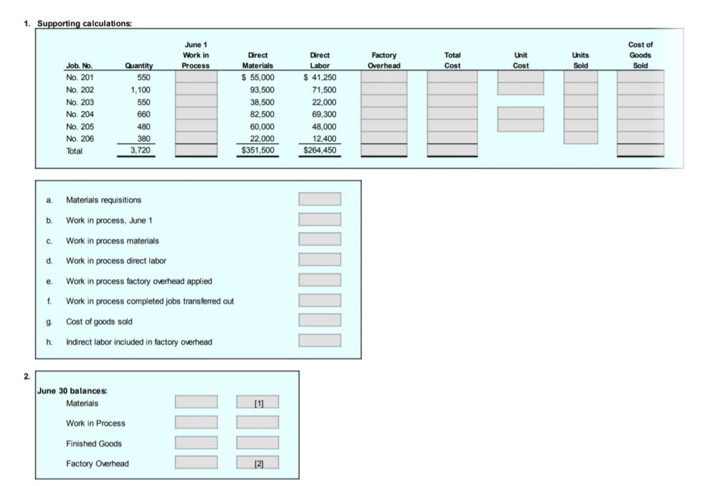 Please answer the question 16-4A 1. Supporting calculations: PR 16-4A Analyzing manufacturing