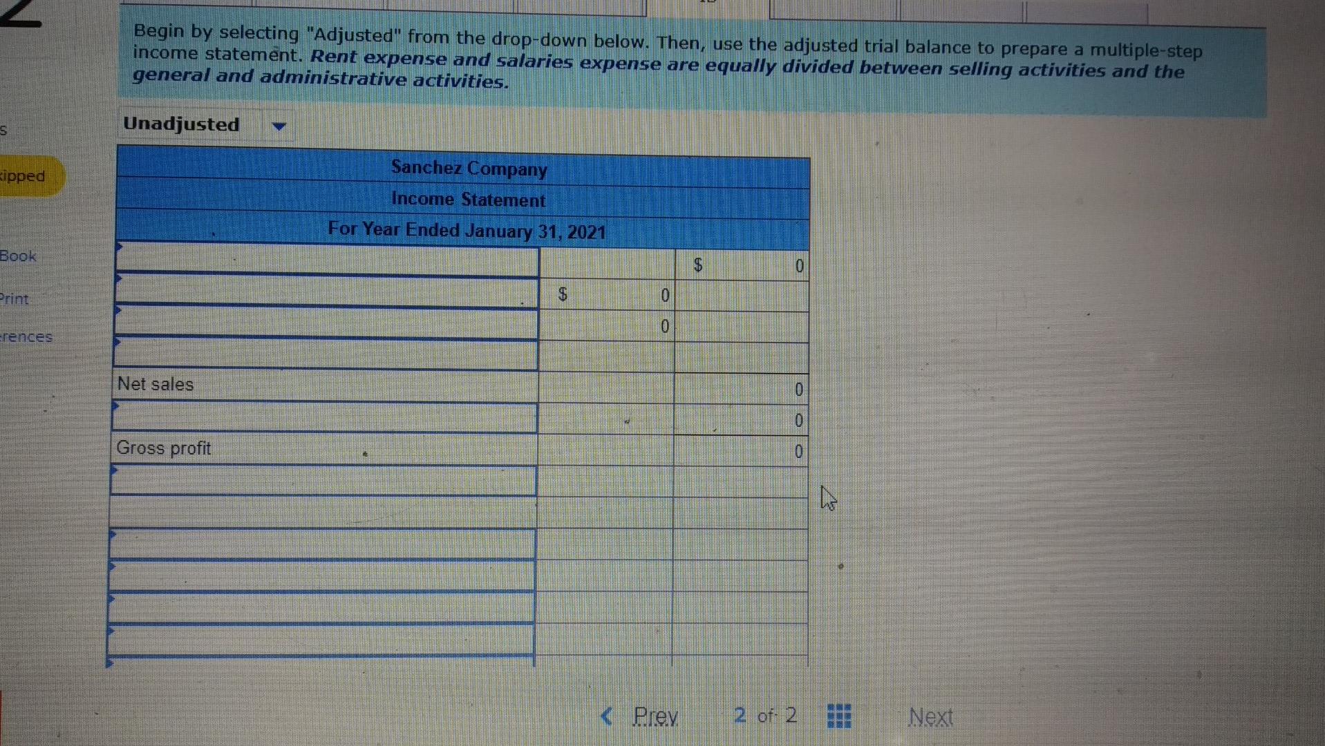 adjusting journal entries. 5-8 prepare required closing entries) 2) Multiple step Income