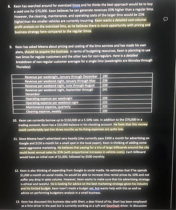 this case study on the analysis part Keon has just graduated from
