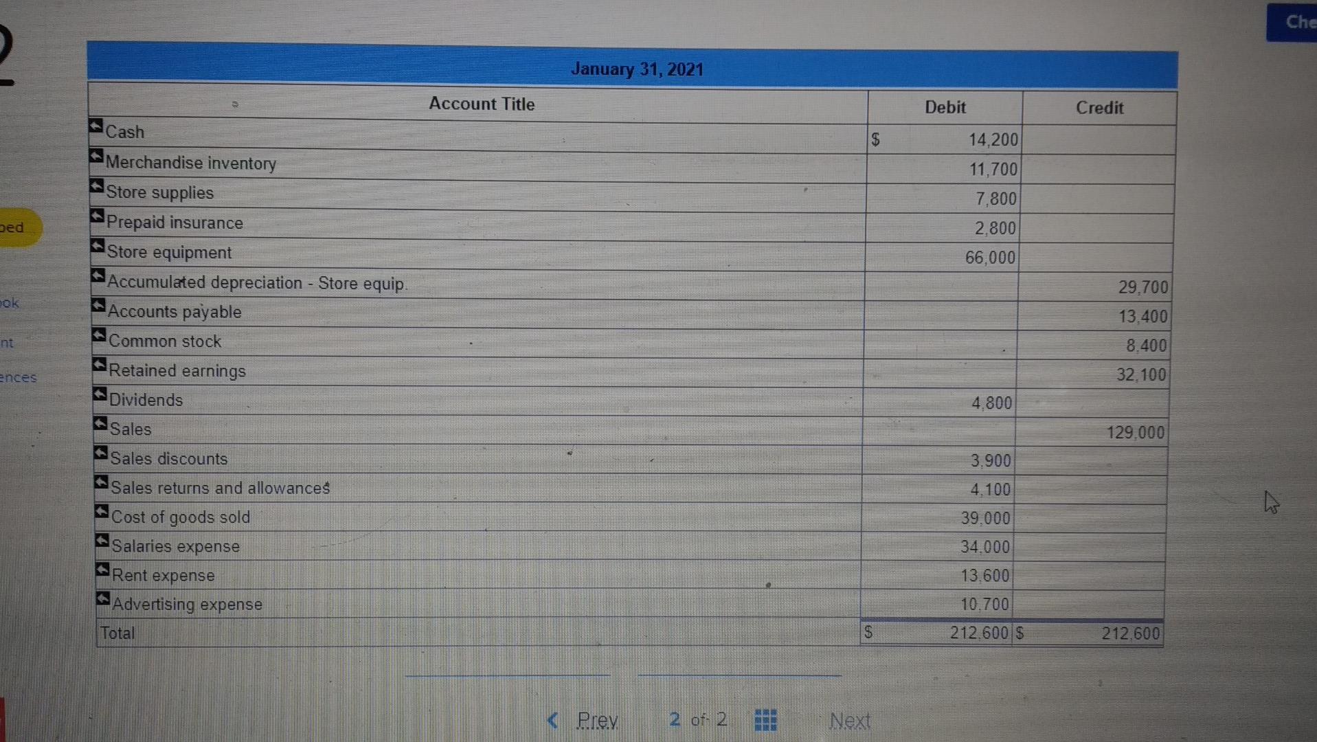found on the trial balance tab. Rent expense and salaries expense are