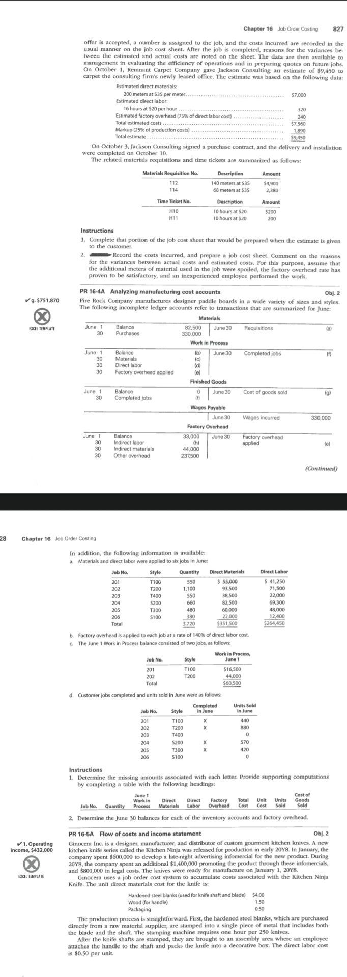 refar to (Continued) Order Costing In addition, the following information is available: