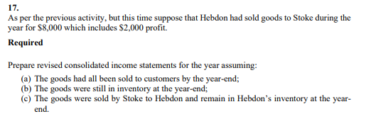 Hello, this is question 17. which we need to have answered