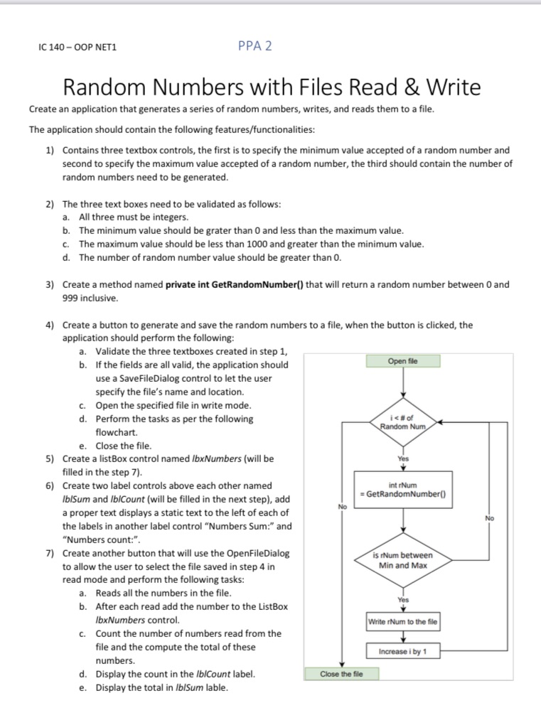 IC 140- OOP NET1 PPA 2 Random Numbers with Files Read