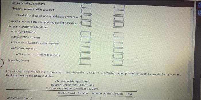 Summer Sports Division. The following income and expense accounts were provided from