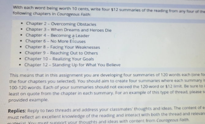 in Courageous Faith: pter 2 - Overcoming Obstacles pter 3 - When