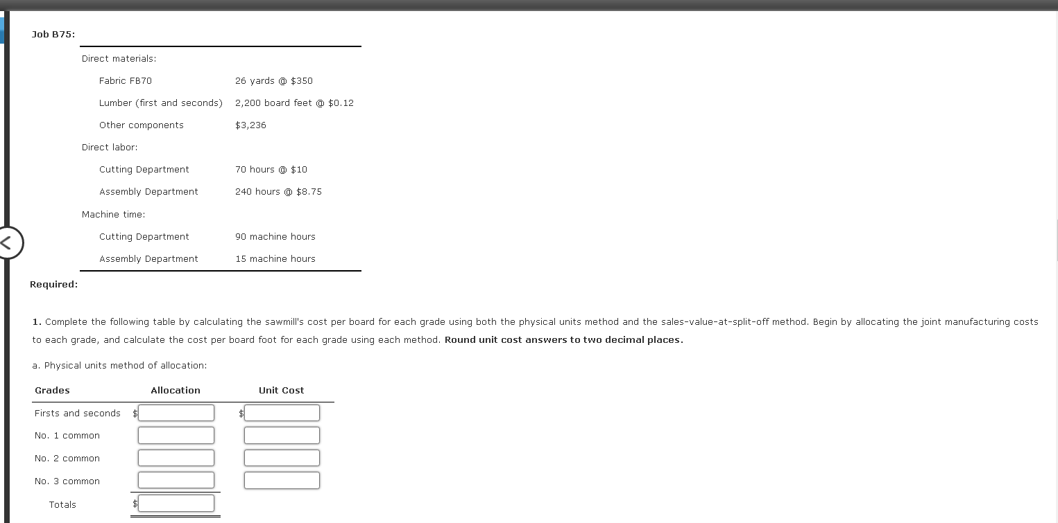 With the cooperation of the cost accounting manager for the mill and