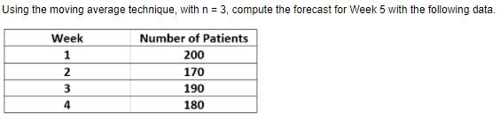  Using the moving average technique, with n = 3, compute the
