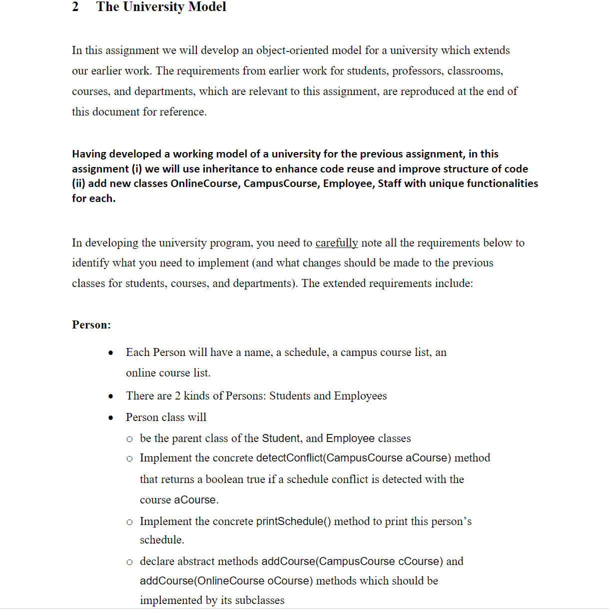  2 The University Model In this assignment we will develop an