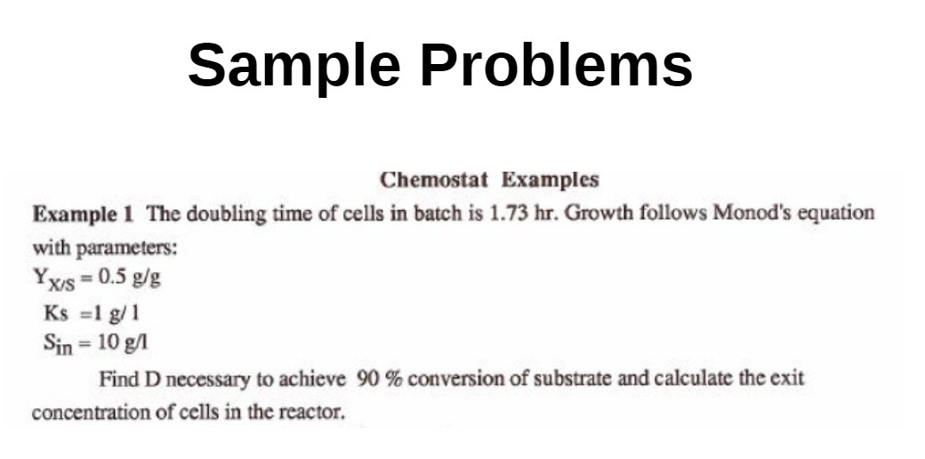 Sample Problems Chemostat Examples Example 1 The doubling time of cells