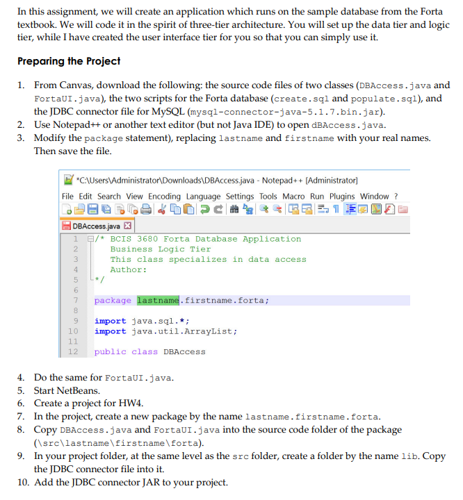 the sample database from the Forta textbook. We will code it in