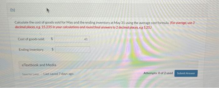 perpetual inventory system. Its records show the following for the month of