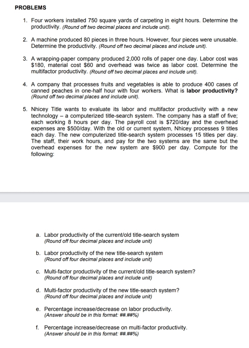 What's the answer to this? PROBLEMS 1. Four workers installed 750 square