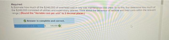 Company's total overhead costs at various levels of activity are presented below: