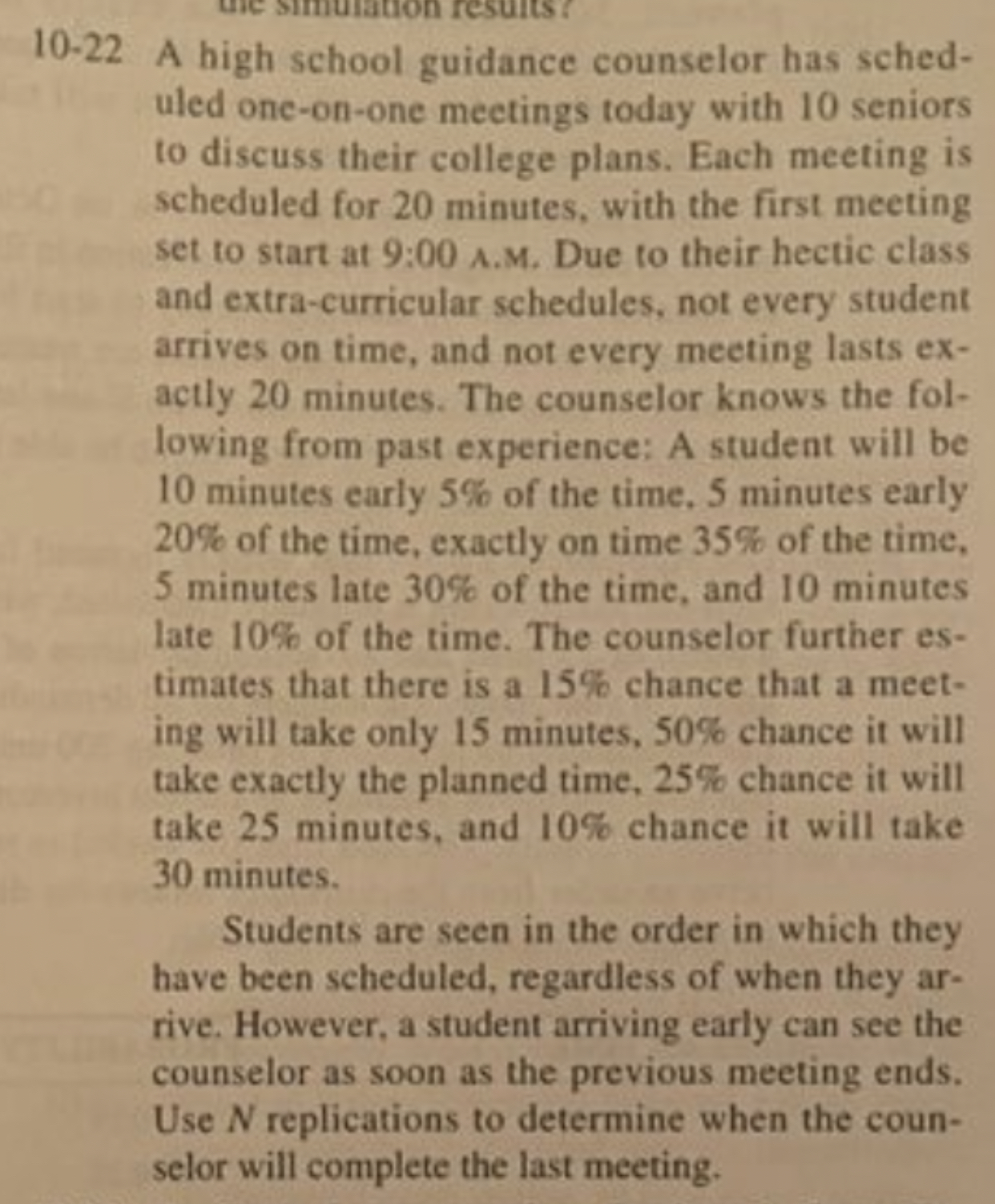 Chapter 10 - Balakrishnan - Simulation Modeling 10-22 A high school guidance