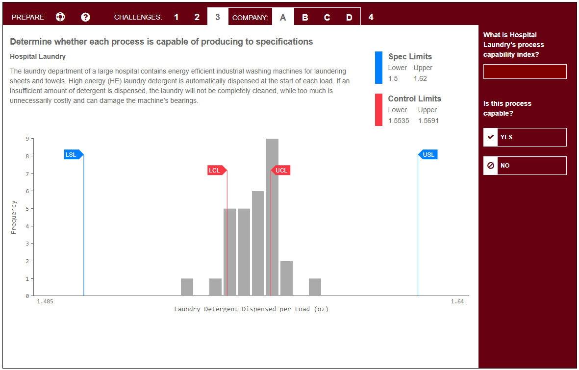 Calculate the Capability Index and determine if Is this process capable? PREPARE