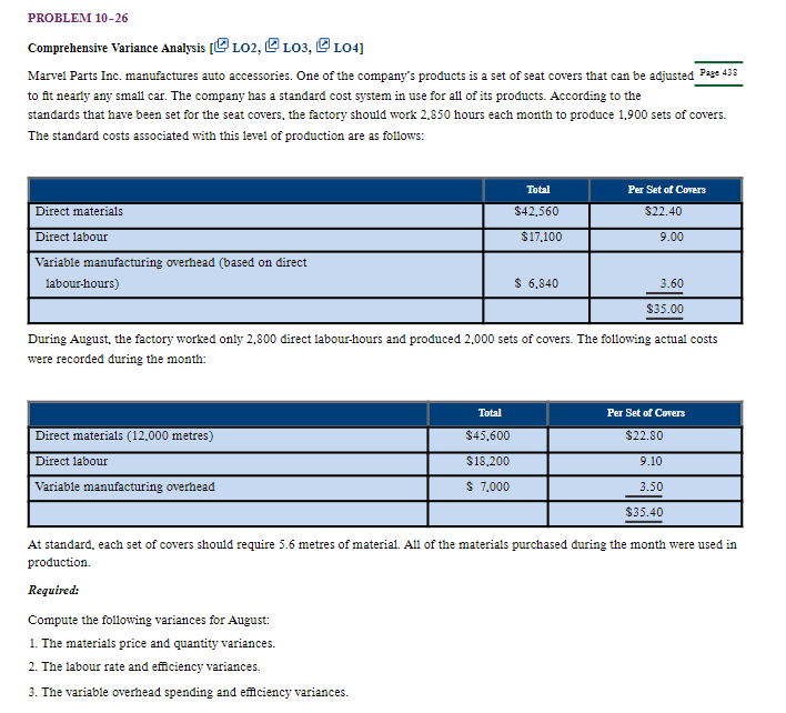  Comprehensive Variance Analysis [ LO2,[ [ LO, LO4] Marvel Parts Inc.