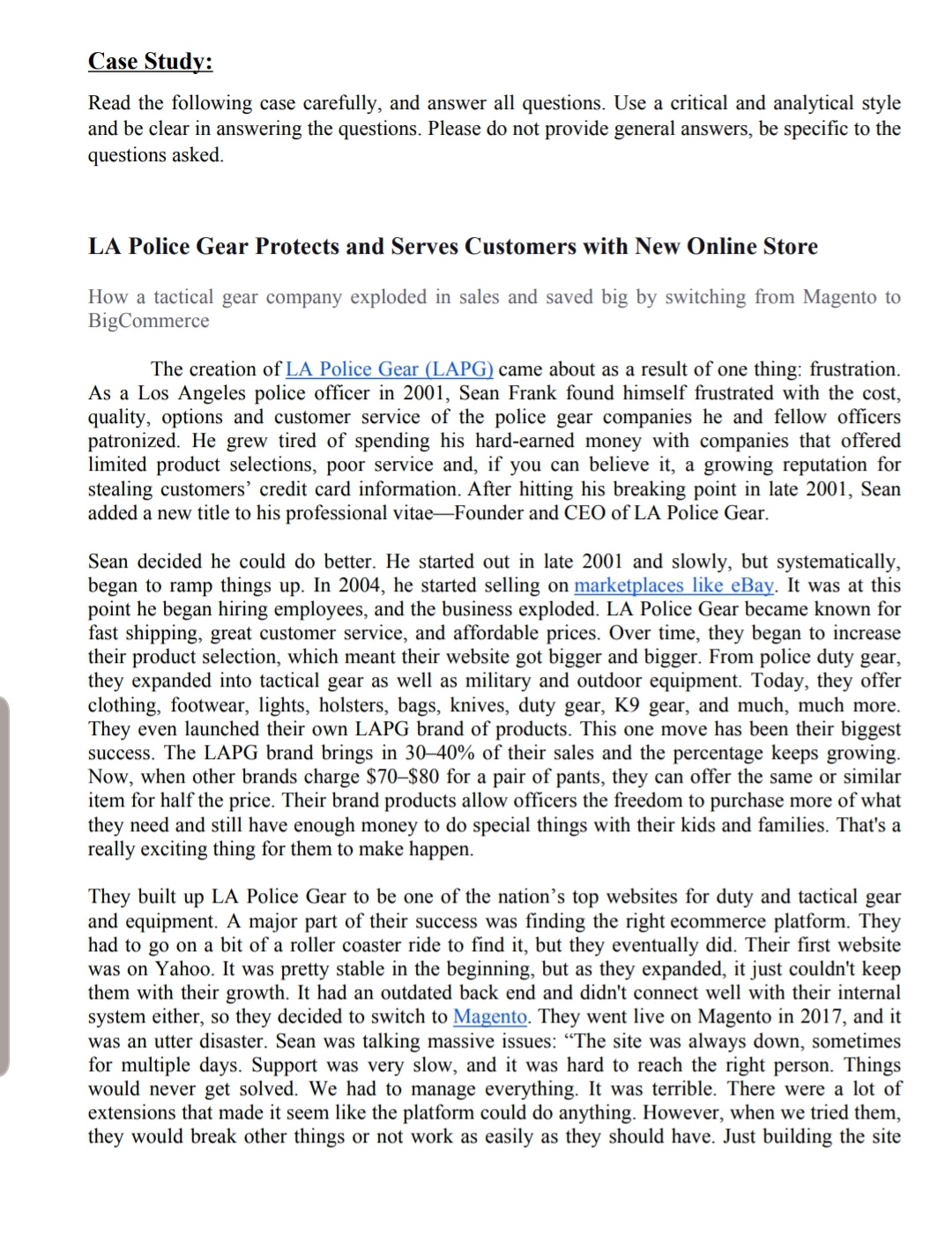 Hello.plz I need help with this case urgent Case Study: Read the