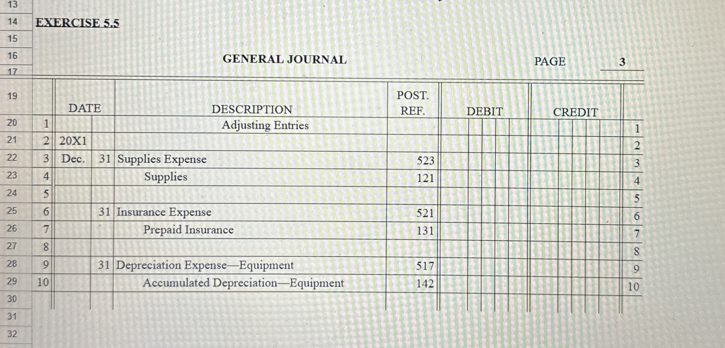  EXERCISE 5.5 GENERAL JOURNAL PAGE 3 17 