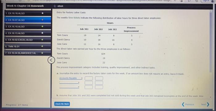 need help with this question Week 4: Chapter 16 Homework 1. EX